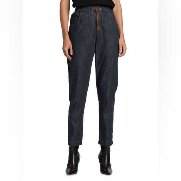 New! Brunello Cucinelli Embellished Tapered Drawstring Jeans 👖size 4 - Picture 11 of 13